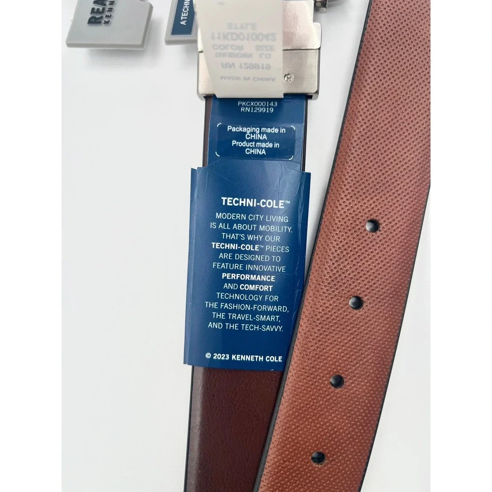 Reaction Kenneth Cole Reversible Tan Brown Stretch Belt Men's‎ L 38-40 NWT